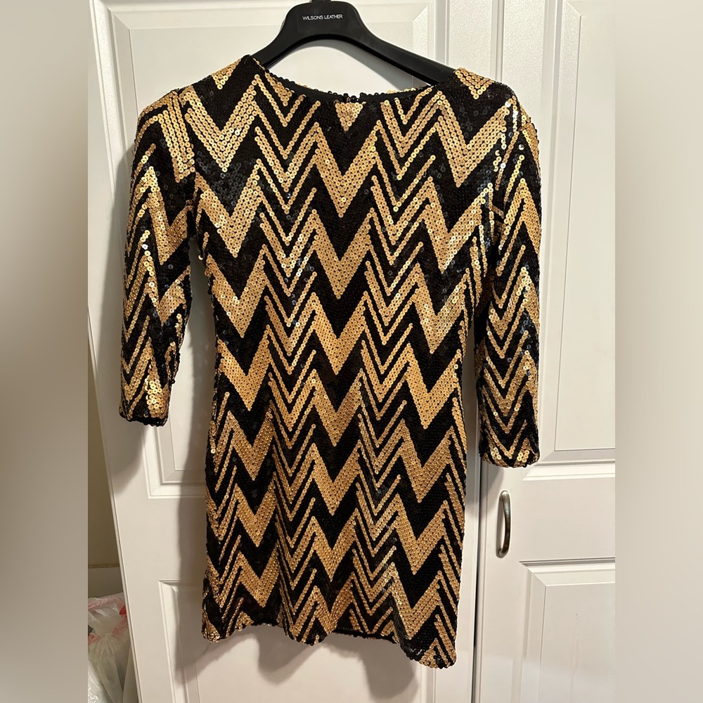 Black and Gold Sequin Dress Size 4